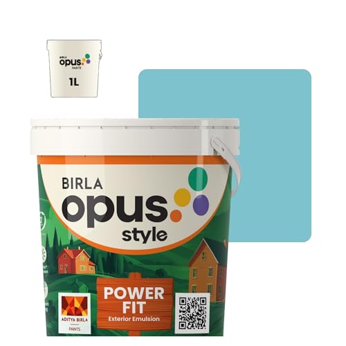 Image of Birla Opus Style Power Fit Exterior Emulsion Paint (1L, Blue Jays Would Know, Matte Finish) | Superior Whiteness & Brightness, Excellent Finish, Low VOC | 2 Yr Warranty | For Exterior, Outdoor Walls