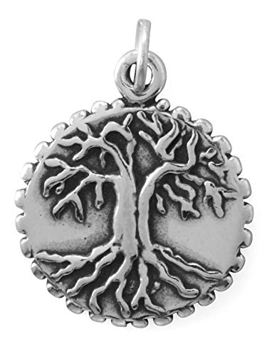 Family Roots Tree of Life Charm Antiqued Sterling Silver