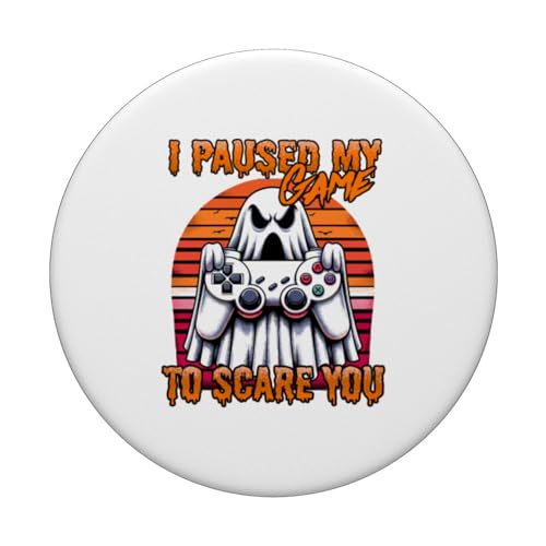 I Paused My Game To Scare You Halloween Gaming PopSockets Swappable PopGrip, Black - Image 3