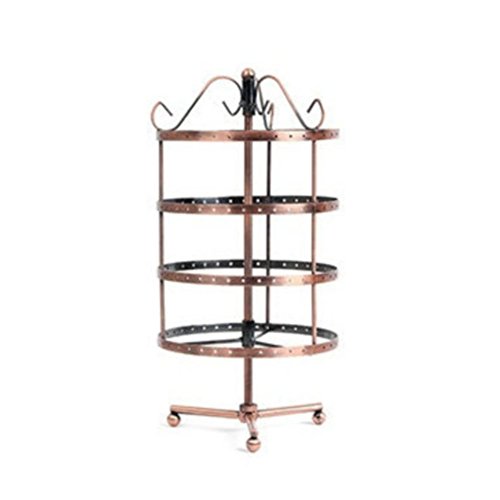 Cilected Classic Bronze Rotating Earring Holder / Earring Tree / Earring Organizer / Earring Stand / Jewelry Display with Free 10 Pairs Earring Safety Backs (4 Tiers)