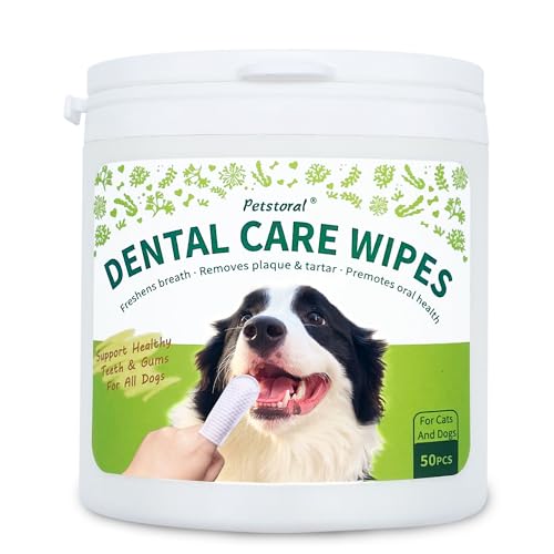 Dental Care Wipes for Dogs and Cats, 50 Count, Teeth and Gum Clea...