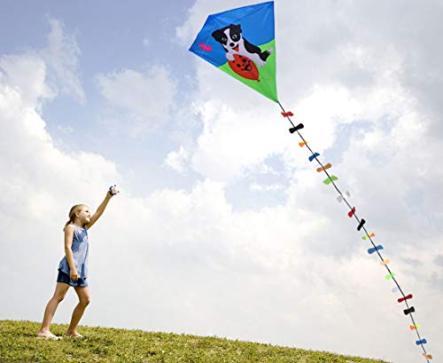 ZHUOYUE Single Line Diamond Kite for Kids, 31 Inch Easy to Fly Kites with Long Tail and Kite String