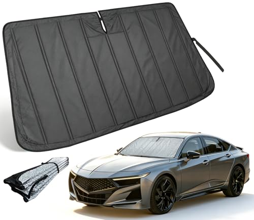 Image of Thickened Sun Shade for Acura TLX 2021-2026 /Buick Encore 2013-2019 | Accordion Front Window Sunshade Aluminum Reflective UV Protection Shield, Foldable Sun Visor with Storage Bag Car Accessories