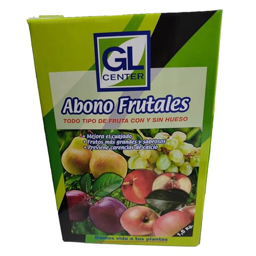 Abono para frutales 1.5kg - GL Center. Todo tipo de fruta con y sin hueso. Mejora el cuajado. Frutos mas grandes y sabrosos. Previene carencia de calcio.