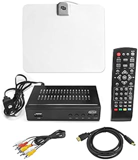 NUNET TV Converter Box Digital to Analog ATSC Streaming Media Players HD TV Box PVR DVR Schedule Recorder w. 35 Miles Over The Air Antenna, Upgraded Remote w. TV Control Buttons (2022 Version)