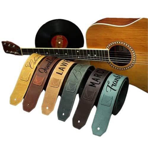 Personalized Guitar Leather Strap, Custom Leather Guitar Strap 2.3" Wide Leather Guitar Strap