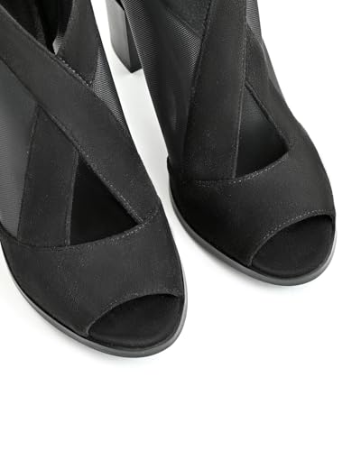 Cut Out Mesh Sandals High Block Heels Peep Toe Summer Ankle Boots2