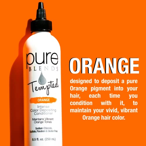 Pure Blends Tempted Orange Color Depositing Conditioner | Semi Permanent | Maintain Vivid Tones | For Color Treated Hair | Keratin Infused & Cruelty Free | Sulfate, Sodium Chloride, Ppd & Paraben Free #TOP1