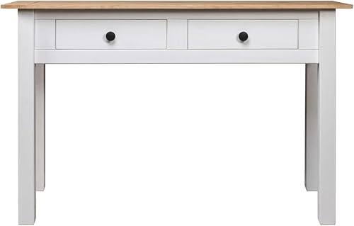 Miniatura 3 de Mesa consola de madera maciza con 2 cajones, mesa auxiliar de madera para sofá, mesa de entrada para sala de estar, pasillo, entrada, madera de pino