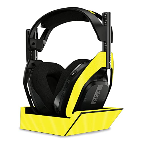 Image of MightySkins Glossy Glitter Skin Compatible with Astro A50 Wireless Headphones + Base Station (Gen 4) - Solid Yellow | Protective, Durable High-Gloss Glitter Finish | Easy to Apply | Made in The USA