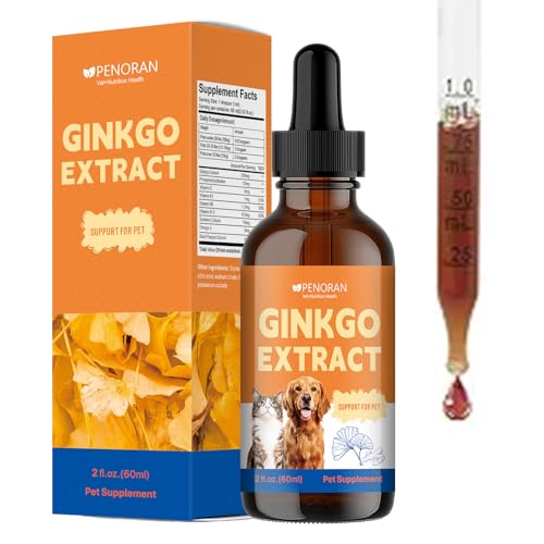 Pet Ginkgo Brain & Heart Support Drops, for Dogs & Cats: Cognitive & Memory...