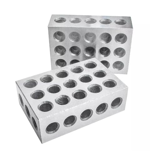 硬化鋼精密ゲージ 25-50-75mm/1-2-3" ブロック 平行クランプブロックセット 23穴平行ブロック ネジレンチ付き 一般測定、工作用(1-2-3 INCHwithwrench)