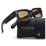 AUSQUQI Thick Frame Square Sunglasses for Men Women Trendy Chunky Rectangle Rivet Design Shades for Men SunGlasses UV400 Protection