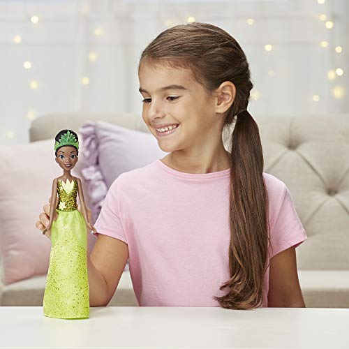 Disney Prinzessin Schimmerglanz Tiana Modepuppe mit glitzerndem Rock, Krone und Schuhen – Bild 4