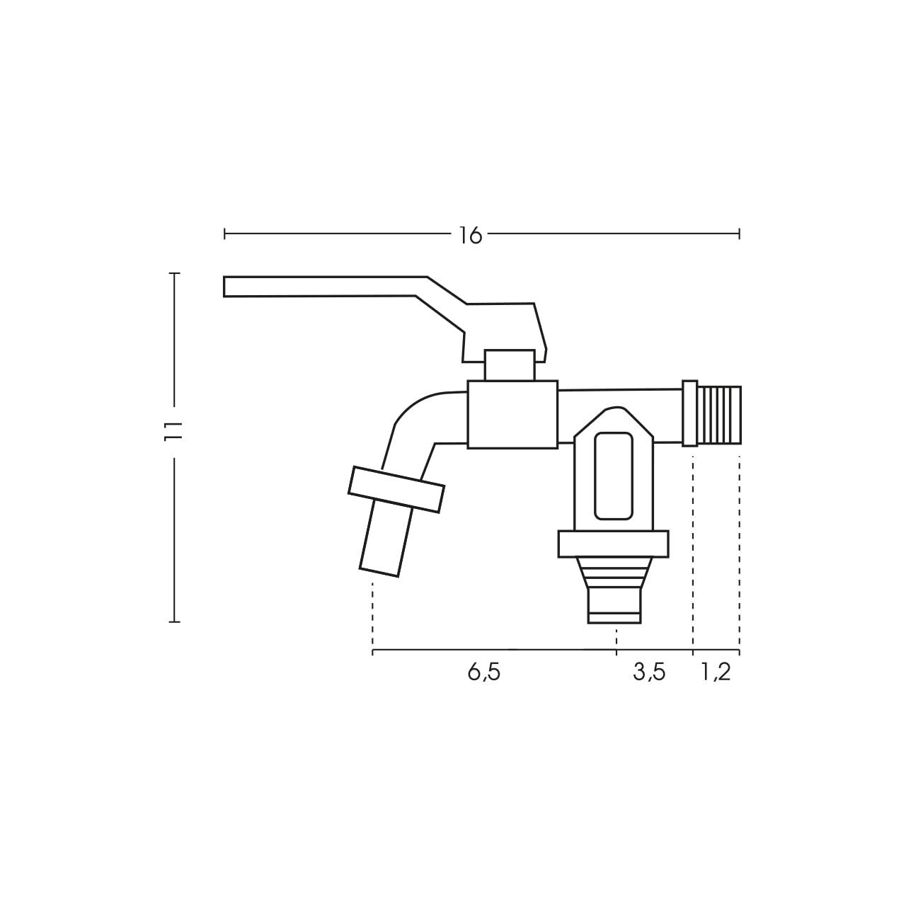 Rubinetto Bel-Fer RUB/022 In Ottone Color Avorio - Attacco 1/2", Uscita 3/4", Lunghezza 16 Cm, Per Installazione Semplice