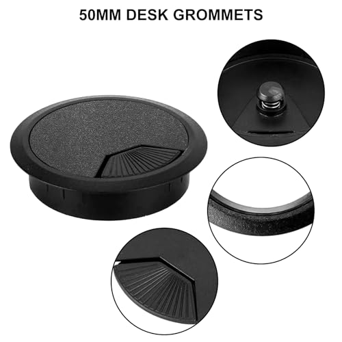 LICQIC 2 Stück Schreibtisch Kabeldurchführung, 50mm Kabeldurchlass, Kabeldurchführung Tisch Rund für Tisch Büro Arbeitsplatten