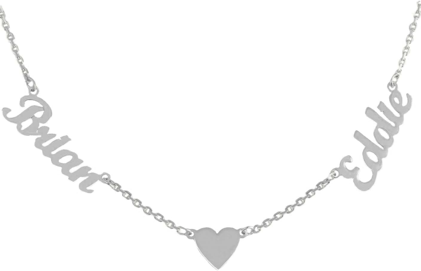 JEWEE DIAMOND Personalized Multiple Name Necklace with Heart Charm - 14K Gold/Silver Custom Pendant for Kids Names - Handmade Sideways Necklace - Dainty Gift for Women - Image 2