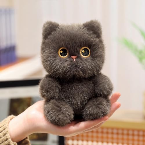 Image of Ditucu Palm-Sized Cat Stuffed Animals Cute Soft Plush Dolls Small Plushies Toys Gifts for Kids Grey 6 inch