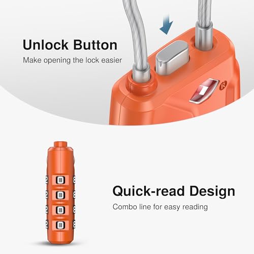 Image of Puroma 2 Pack TSA Approved Luggage Locks, 4 Digit Combination Travel Locks Resettable Code Lock with Zinc Alloy Body for Suitcase, Toolbox, Backpack, Bag, Gym Locker (Orange)