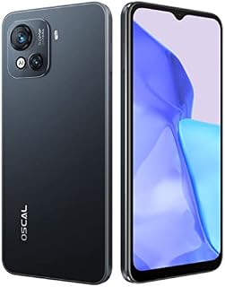 OSCAL C80 Android 12 4G Smartphone Unlocked, 8GB+128GB, 50MP+8MP Dual Camera, 6.5" 90Hz HD+ Display, Dual SIM Free Mobile Phone, Slim Design, 5180mAh Fast Charge, GPS Face Unlock Fingerprint Black