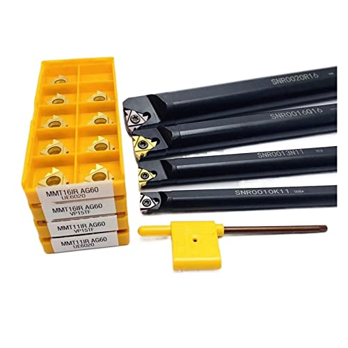 1PCS Internal Thread Tool Holder +10PCS Carbide Threaded Insert TMP1105 (Angle : SNR0025S22, Shank Diameter : MMT22IR AG60 VP15TF)