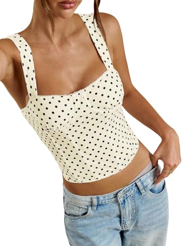 SOLY HUX Women's Polka Dots Corset Tops Y2k Sleeveless Bustier