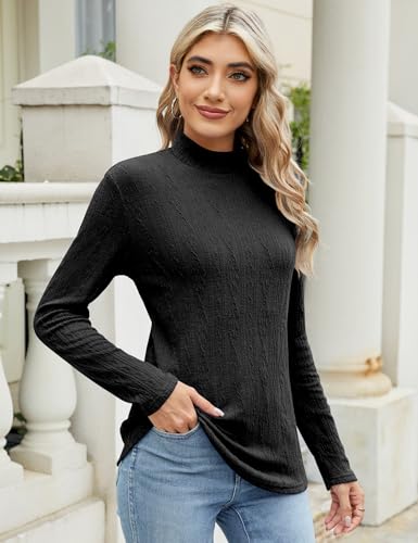 Image of Bashafo Women's 2024 Fall Long Sleeve Turtleneck Top Lightweight Tunic Sweaters