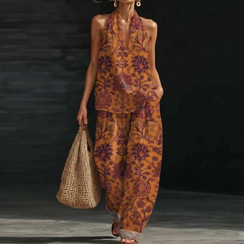Conjunto de lino casual de estilo bohemio elegante con bolsillos 2