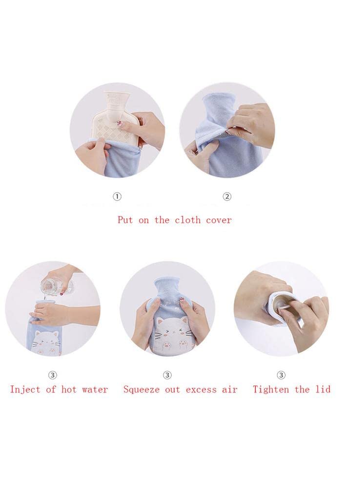 Borsa per acqua calda con coperchio alpaca modello 500 ml in gomma per alleviare il dolore mani piedi più caldo regalo per donne ragazze - Mix - 4 pezzi