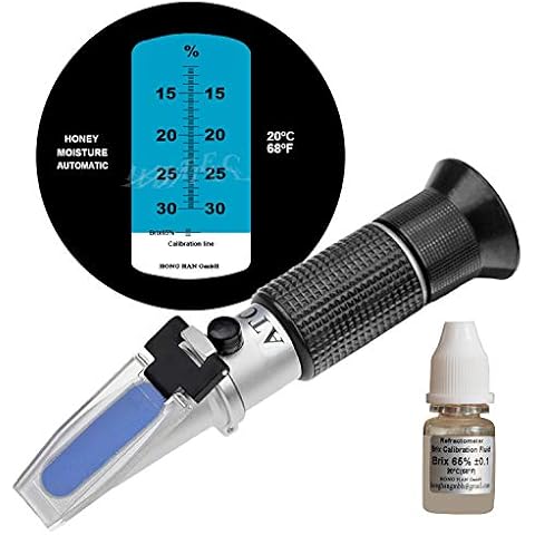 HHTEC Beekeepers Refractometer Honey 12-30% Water Moist Hand Refractometer for Honey 5 Times Improved Accuracy with ATC Function Cover