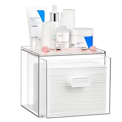 Vtopmart Disposable Facial Towels Holder Clear Storage Drawer Compatible with Clean Skin Club Towel XL Acrylic Box Hold 50 Count Stylish and Functional Bathroom Accessory for Coutertop Organization