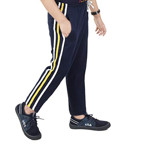 Image of Boys Cotton Navy Blue Track Pants Striped Joggers Years