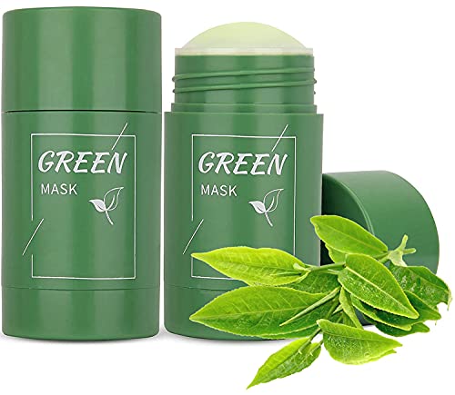 Poreless Deep Cleanser Green Tea Mask, Natural Green Tea Purifying Clay Stick Mask, Deep Cleanse Pore, Improves Skin, for Suitable For All Skin Types For Men Women (2 Pack)