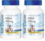 Fair & Pure MSM 500 mg, 180 Kapseln, schluckfreundlich, Nahrungsergänzungsmittel vegan ohne Magnesiumstearat, in Deutschland hergestellt (Packung mit 2)