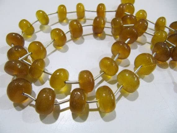 LKBEADS Żółty chalcedon rondelle gładkie koraliki / rozmiar od 10 do 12 mm / cytryn kolor gładkie kamienie szlachetne koraliki / sprzedawane na sznurek 23 cm