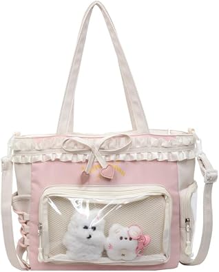 Kawaii Ita Bag - Cute Pin Display Tote Bag Ita Crossbody Purse Y2K Messenger Itabag Aesthetic Shoulder Handbag