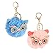 SOIMISS 2 Stück Cartoon Plüsch Ball Anhänger Niedlichen Eule Ball Schlüsselanhänger Tasche Ornament Schlüsselanhänger Zubehör für Frauen Mädchen (Blau Rosa)