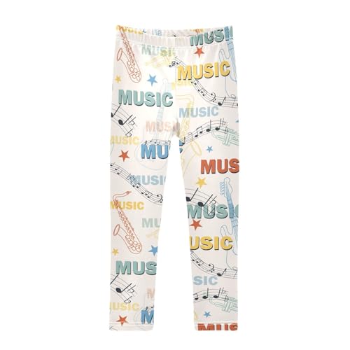 Music Pattern Girls Leggings,Workout Leggings for Girls Toddler Athletic Leggings Size for 3-10T