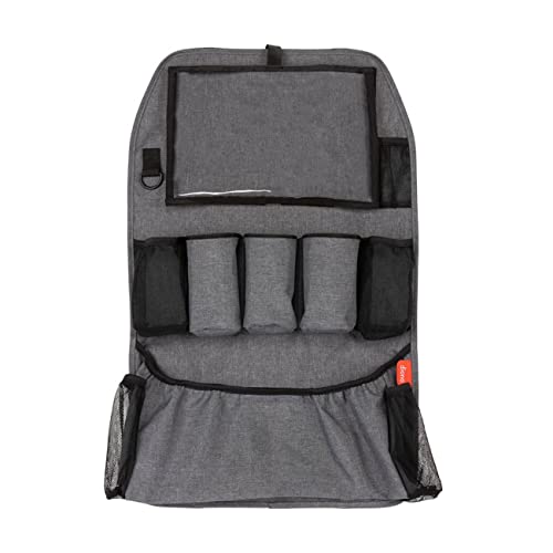 Image of Diono Stow 'n Go XL Car Back Seat Organizer for Kids, Kick Mat Back Seat Protector, with 7 Storage Pockets, 2 Drinks Holders, Water Resistant, Durable Material, Gray