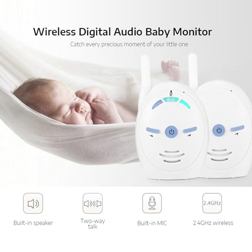 Monitor de Audio para Bebés con hasta 1000 Pies de Alcance, Alerta de Sonido Vibratorio, Intercomunicador de Respuesta y Luz Nocturna, Monitoreo y Advertencia, Monitor