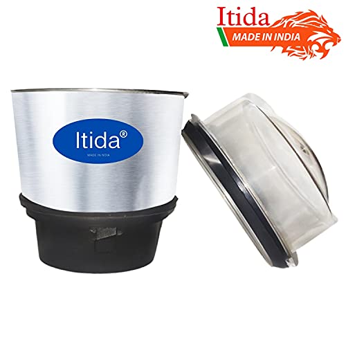 Itida Stainless Steel Mixer Jar with Metal Base Suitable for Bajaj, Lifelong, PHILIPS, Butterfly, Prestige, USHA, Morphy Richards and all other Mixer which comes with 2 Lock & 4 Teeth Coupler