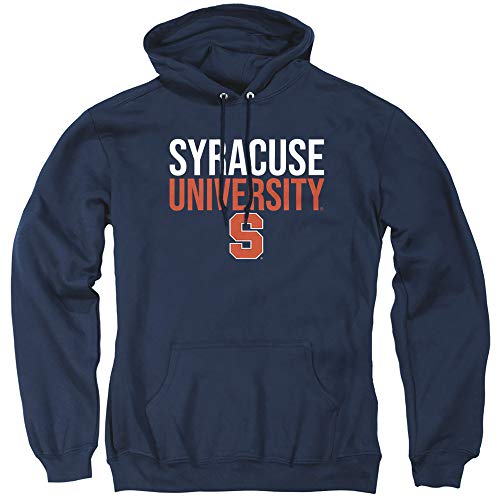 Syracuse University Official Stacked Unisex Adult Pull-Over Hoodie,Syracuse Orange,Navy,3X-Large