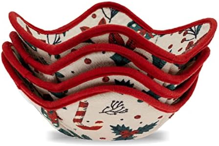 Sheff Microwave Bowl Cozy Huggers Set of 4 – Durable and Reliable – for Hot and Cold Bowls, Plates and Dishes Bowl Holder for Microwave – Bowl Cozies Ideal Household Gift Store (Christmas)