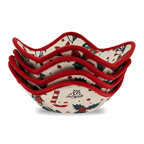 Sheff Microwave Bowl Cozy Huggers Set Of 4 – Durable And Reliable – For Hot And Cold Bowls, Plates And Dishes Bowl Holder For Microwave – Bowl Cozies Ideal Household Gift Store (Christmas) #TOP16