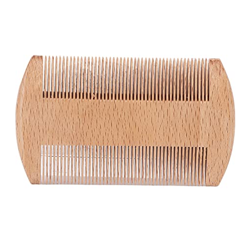 Jaerb Peine para barba, dientes finos, peine de madera para eliminar piojos, superficies alisadoras que reducen los enredos para uso en la oficina para todo tipo de cabello