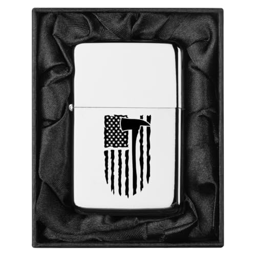 Encendedor en caja negra con diseño de hacha de bombero y bandera miniatura 1