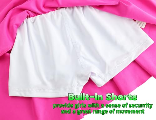 Image of Gnainach Girls Skorts High Waist Athletic Skirts with Shorts Stretchy Activewear for Teens Kids Performance Tennis