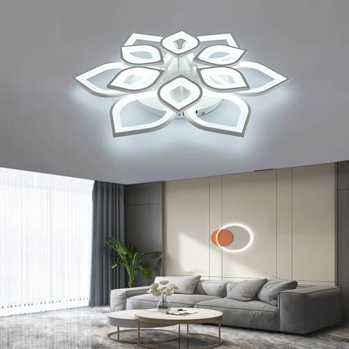 Grand luminaire salon plafonnier LED moderne blanc 80cm pour bureau et chambre - 2