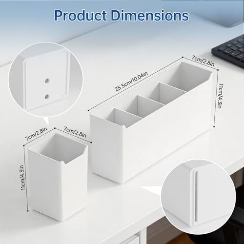 FRETONBA Portalápices Magnético Pizarra Blanca, Soporte Magnético Pizarra con 3 Separadores Extraíbles, Magnetic Marker Holder, Magnetic Pen Holder para Escuela, Nevera, Grande+Pequeño - imagen 2