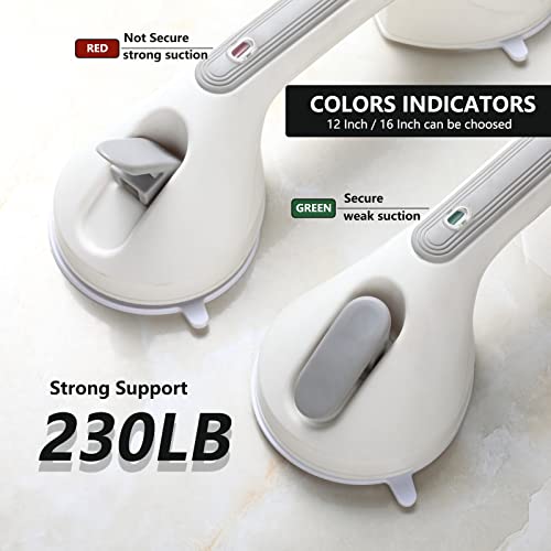 Rackickyer Grab Bars For Bathtubs And Showers, 2 Pack 16 Inch Shower Handles, Strong Suction Grab Bar For Shower, Anti-Slip Shower Grab Bars For Seniors, Bathroom Handicap Grab Bars With Indicators #TOP4
